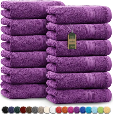 Produktbild von Frottier Gästetücher 12er Pack 30x50cm, 100% Baumwolle, Lila