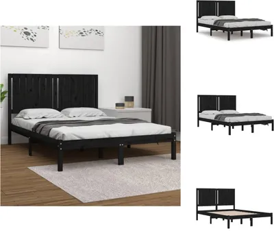 Produktbild von vidaXL Massivholzbett Schwarz Kiefer 140x190 cm -  Betten & Bettgestelle