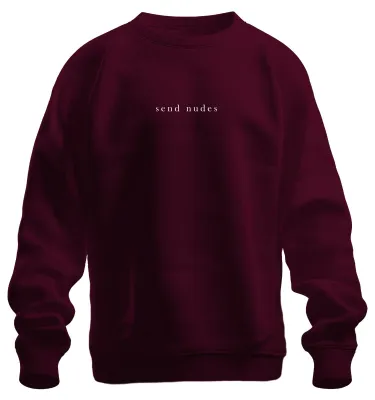 Obrázok produktu pre send nudes frech humorvoll minimalistisch lustig anime otakus Uni mikina Pullover, Burgundy, XL