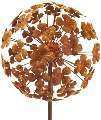 Produktbild von Lockardi Gartenstecker Dekostecker H 110 cm aus Metall in Naturrost | Blume Flower Ball Gartendeko Geschenkidee Vorgarten Gartenfiguren Roststecker