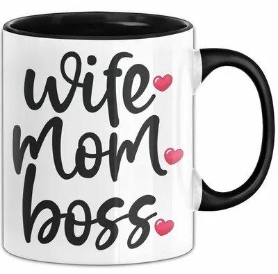 Produktbild von Tasse Wife Mom Boss Geschenkidee für Mütter und Ehefrauen (Schwarz)