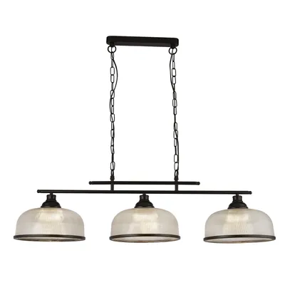 Obrázek produktu pro Rustic-Country Highworth Lustr ocel bílé sklo černá 3 světla E27