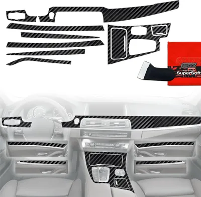 Image de Films de protection 8in1 Grizz Protector pour console centrale et tableau de bord - BMW Série 5 F10 (2012-2017) aspect carbone brillant