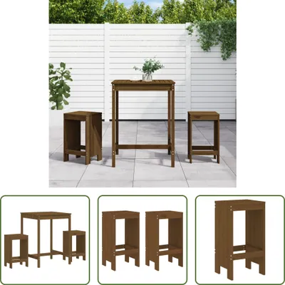 Produktbild von The Living Store 3-tlg. Gartenbar-Set Honigbraun Massivholz Kiefer