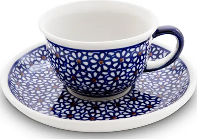 Produktbild von Original Bunzlauer Keramik Espressotasse Mokkatasse mit Untertasse als Set 110 ml Design 120