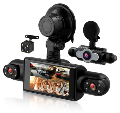 Productafbeelding van 360° 4-kanaals dashcam auto, met 4 camera's FHD 1080P, 3 inch 1080P dashcam met IR-nachtzicht