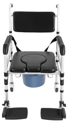 Image de Fauteuil roulant pour toilettes avec 4 roues pivotantes et hauteur réglable - Idéal pour les personnes âgées