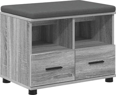 Produktbild von Flurbank mit Kissen mit Regal Graues Sonoma 60 x 38 x 46 cm