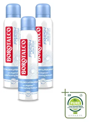 Image de 3 sprays déodorants Borotalco Fresh Non-Stop - 150 ml - Lot de 3