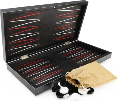 Obrázok produktu pre Luxusná stolová hra Backgammon Tavla XXL Classic Leather Black