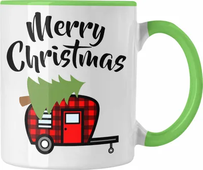 Produktbild von Trendation - Weihnachten Tasse Merry Christmas Kinder Weihnachtstasse Lustig Geschenk Becher Jungs Jungen Mädchen Cute Lebkuchen Grafik (Grün)