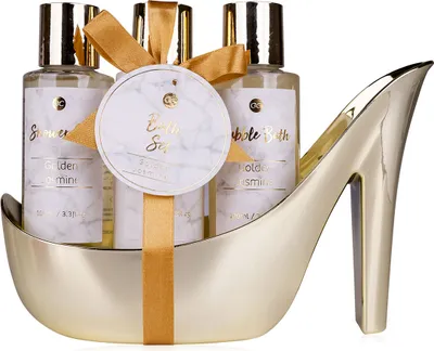 Produktbild von Accentra Pflege Geschenkset in Deko-Schuh 3-teilig, Marmor Optik, SPA Badeset für Frauen