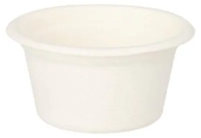 Produktbild von PAPSTAR Dressingschalen aus Zuckerrohr, 6 cm, weiß, umweltfreundlich | Schrumpffolie (50 Stück)