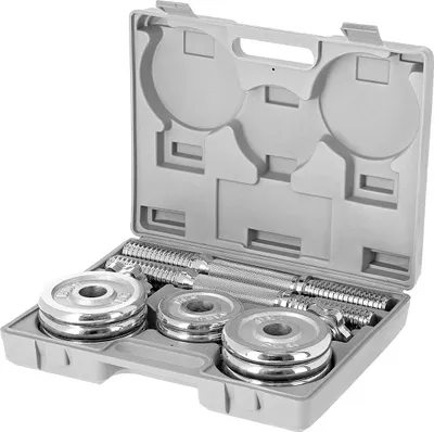 Obrázek produktu pro Chromovaný činkový set v kufru HMS STC-15 15 kg