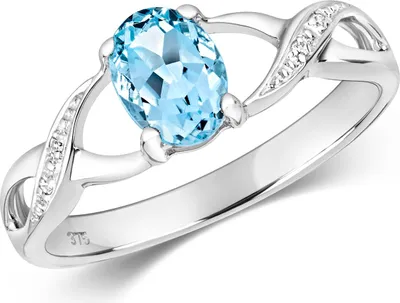 Produktbild von Ring für Damen, Weißgold 375/1000, mit Diamant (Brillantschliff, Farbe H, Reinheit PK) und Aquamarin, Größe 54 (17.2); Artikelnummer: TRS28406RSN