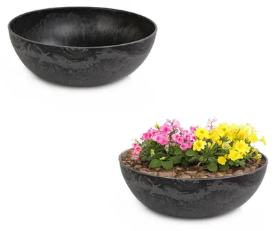 Image de Jardinières pour l'extérieur Vintage Jardinières décoratives rondes noires 2x 37 cm