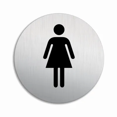 Immagine prodotto di Cartello spogliatoio femminile WC Cartello per WC Ø 100 mm Spessore 1 mm Alluminio Effetto acciaio inox Autoadesivo