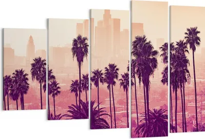Produktbild von Bild auf Leinwand - Leinwandbild - 5 Teile - Elche Angeles Palmen - 150x100cm - Wand Bild - Wanddeko - Wandbilder - Leinwanddruck - Bilder - Wanddekoration - Leinwand bilder - EG150x100-4285