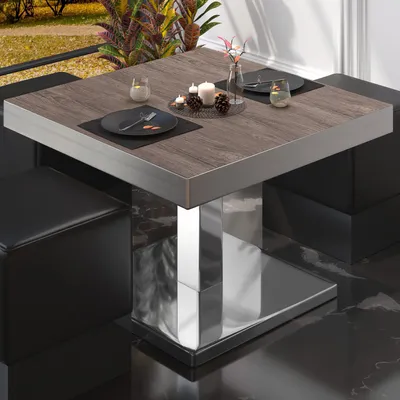 Produktbild von BM | Bistro Loungetisch | B:T:H 70 x 70 x 41 cm | Light Wenge / Edelstahl | Bistro Tisch Loungetisch