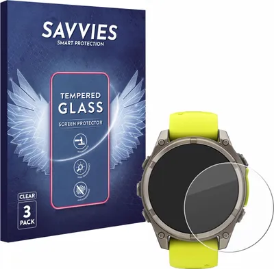 Produktbild von 3x Savvies Schutzglas für Garmin Fenix 8 Solar (47 mm) Displayschutz 9H Glas klar transparent