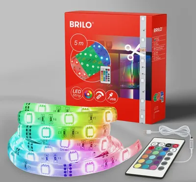 Produktbild von Briloner Leuchten USB - LED Bänder - 2308150 - RGB Farben - Lichtmodi - Kürzbar - Inkl. Fernbedienung - 500 x 10 cm (LxB)