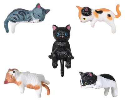 Katzenfiguren-Set, 5 Stück, Miniatur-Tierornamente, Kuchen-Topper