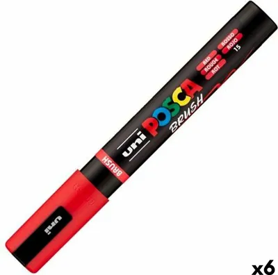 Image de Marker BRUSH POSCA PC-5BR rouge (6 pièces)