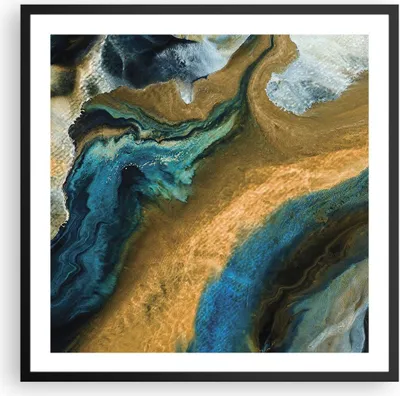 Produktbild von Gerahmtes Poster - Schwarzer Rahmen - Abstraktion verschüttet Gold - 60x60 cm - Wand Bild - Wanddeko - Wandbilder - Kunstposter - Wandposter - Bilderrahmen - Bilder - Kunstdruck - P2BAC60x60-4431
