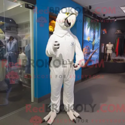 Zdjęcie produktu dla Hvit REDBROKOLY Macaw-maskotdraktfigure to kombinezon z kombinezonem i brosjerem
