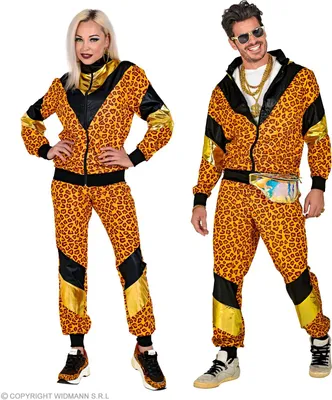 Produktbild von 80er Jahre Trainingsanzug Uni  Leopard Gr. S bis 2XL - Partykostüm M - 170-175 cm