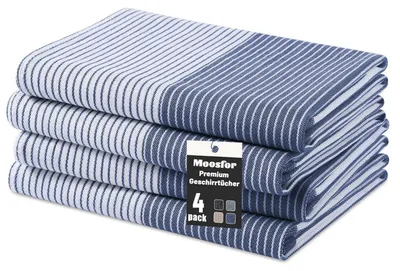 Produktbild von Geschirrtücher 100% Baumwolle 4er Set 46 x 72 cm Marineblau