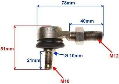 Obrázok produktu pre Zugstangenkopf M12-1.25X40 Gokart