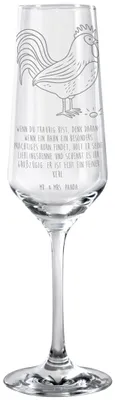 Produktbild von Mr. & Mrs. Panda Glas Hahn Korn - Transparent - Geschenk, Sektglas, graviert, Kelchglas, Eier, Natur, Trinkglas, Henne, Bauernhof, Champagnerglas
