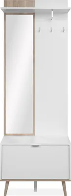 Produktbild von Kompaktgarderobe >Göteborg< in weiß / Nachbildung Sonoma Eiche - 68x195x32cm (BxHxT)