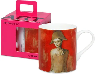 Produktbild von KÖNITZ Becher 1150042991 ARTselection Arlequin assis by Pablo Picasso, 400 ml, Bone China Porzellan