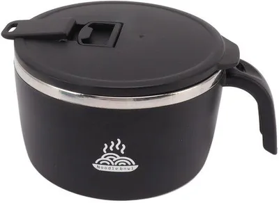 Image de Bol à ramen en acier inoxydable 900 ml, noir, pour le bureau, l'université, la colocation étudiante