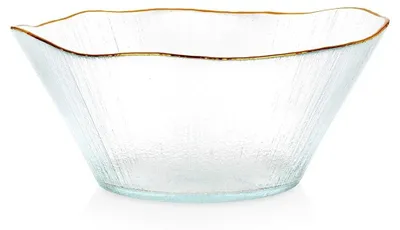 Obrázek produktu pro Skleněná salátová mísa – servírovací mísa – 21 cm – 1,2 l – zlatá barva