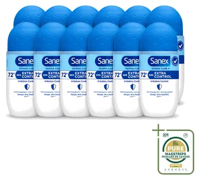 Productafbeelding van 12 x Sanex Deo Roll-on Dermo Extra Control - 53 ml - Voorraadverpakking - 12 stuks