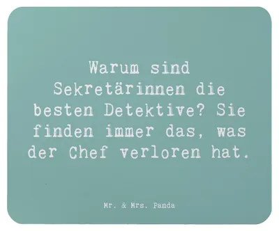 Produktbild von Mr. & Mrs. Panda Mauspad Spruch Sekretärin Detektiv - Meeresbrise - Geschenk, Berufsprodukte, Berufsliebe, Berufe, Beruf, Ordnungssinn, laptop mousepad, mousematte
