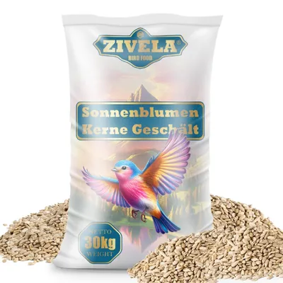 Productafbeelding van Gepelde zonnebloempitten, 30 kg, vogelvoer voor wilde vogels