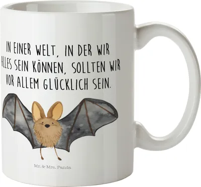 Produktbild von Mr. & Mrs. Panda Plastikbecher Fledermaus Flügel - Weiß - Geschenk, Kinderbecher, Trinklernbecher, Lustige Sprüche, Haferl, Pott, Mehrwegbecher