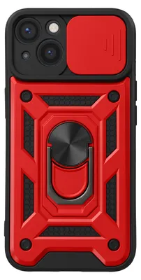 Obrázok produktu pre Mayaxess, puzdro s krúžkom pre iPhone 13, posuvná ochrana objektívu, magnetické, červená / čierna