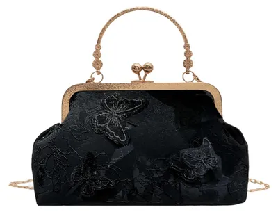 Produktbild von Solidchoice – Elegante Vintage-Handtasche mit Schmetterlingsstickerei, ideal für Hochzeiten