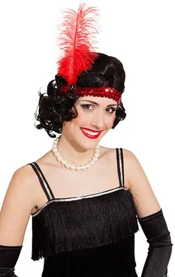 Produktbild von Rotes Charlestonband mit Feder im 20er Jahre Stil