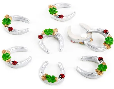 Produktbild von 8 kleine Hufeisen Silber 4 cm mit Klebepunkt Tischdeko Streudeko Glücksbringer