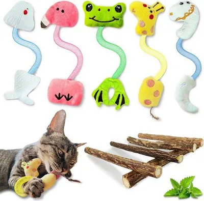 Productafbeelding van Natuurlijke Kattenkruid Sticks - Speelgoed voor Kattenspeelgoed en Tandenreiniging