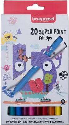 Produktbild von Bruynzeel Filzstifte Super Point 20 Farben Set - kreatives Spielzeug
