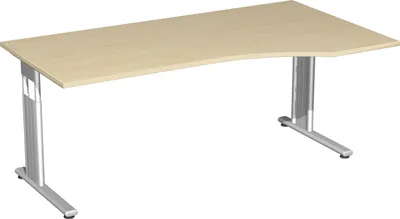 Produktbild von Geramöbel PC-Schreibtisch rechts höhenverstellbar, 1800x1000x680-820, Ahorn/Silber, S-617305-AS