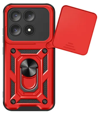 Image de Mayaxess, coque pour Xiaomi 17 avec cache-caméra coulissant et anneau magnétique, rouge