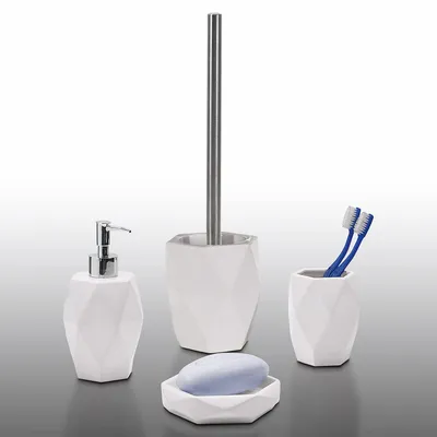 Immagine prodotto di Set da bagno in Vetroceramica, composto da 4 elementi, di colore bianco